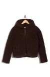 Hudson Jeans Faux Shearling Hooded Jacket In Brown