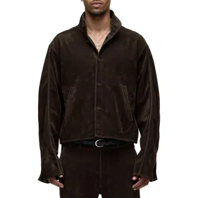 Hudson Faux Suede Long Sleeve Jacket In Brown