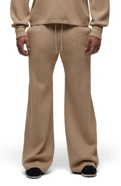 Hudson Jeans Foldout Wide Leg Cotton And Cashmere Sweatpants In Brown