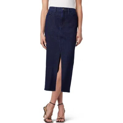 Hudson Jeans Front Slit Denim Midi Skirt In Purple