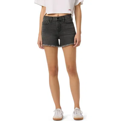 Hudson Jeans Gracie Fray Hem Denim Shorts In Black
