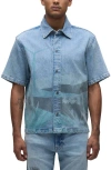 Hudson Spring Break Short Sleeve Button Front Denim Shirt In Spring Break