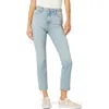 Hudson Jeans Harlow Ultrahigh Waist Fray Hem Ankle Cigarette Jeans In Blue