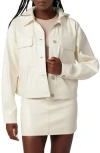 Hudson Jeans Hoodie Swing Faux Leather Trucker Jacket In White