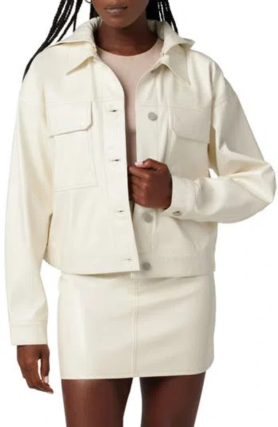 Hudson Jeans Hoodie Swing Faux Leather Trucker Jacket