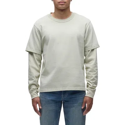 Hudson Jeans Hybrid Layered Cotton T-shirt In Sandstone