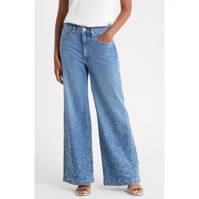Hudson Jeans Jodie Embellished High Waist Wide Leg Jeans In Crystal Blue