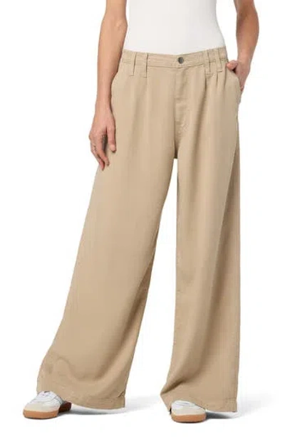 Hudson Jeans Jolene Pleated Mid Rise Trousers In Brown