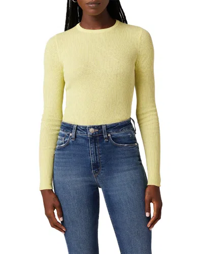 Hudson Back Keyhole Cutout Organic Cotton Blend Rib Sweater In Lemon Grass