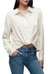 Hudson Jeans Knot Front Button-down Shirt In White
