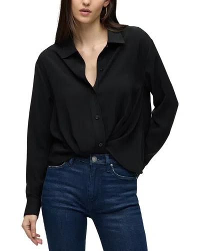 Hudson Long Sleeve Knotted Button Down Shirt In Black
