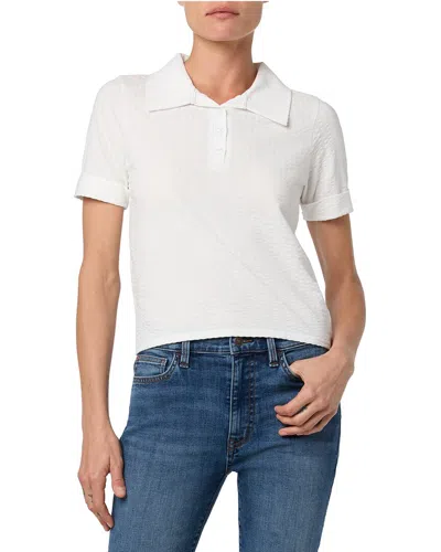 Hudson Jeans Linen-blend Crop Polo In White