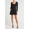 Hudson Jeans Long Sleeve Skater Dress In Black Beauty