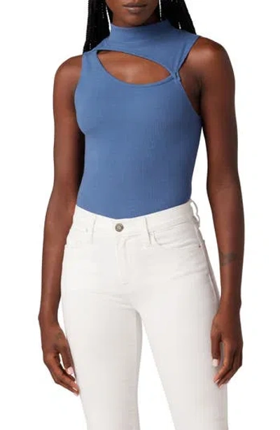 Hudson Jeans Mock Neck Cut Out Tank In Blue