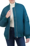 Hudson Jeans Oversize Ma-1 Water Repellent Bomber Jacket In Teal