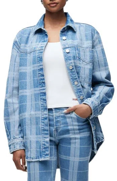 Hudson Jeans Oversize Plaid Denim Shacket In Blue
