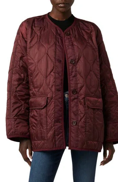 Hudson Jeans Oversize Quilted Jacket In Burgundy