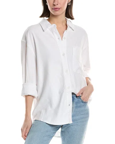 Hudson Jeans Oversized Button-down Linen-blend Shirt In White