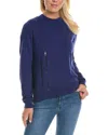 Hudson Jeans Pleated Twist Back Cashmere-blend Sweater In Blue