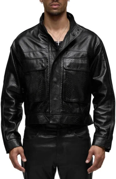 Hudson Jeans Python Embossed Leather Jacket In Multi