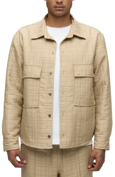Hudson Jeans Quilted Shirt Jacket In Geometric Tan