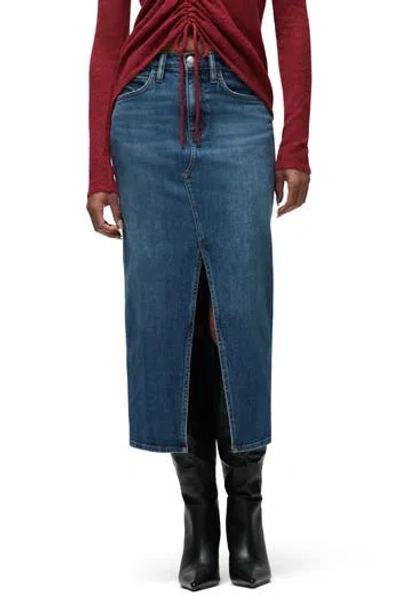 Hudson Jeans Reconstructed Denim Midi Skirt In Blue