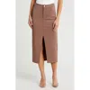 Hudson Jeans Reconstructed Midi Skirt In Deep Taupe