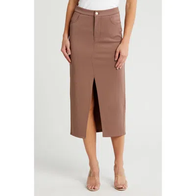Hudson Jeans Reconstructed Midi Skirt In Brown