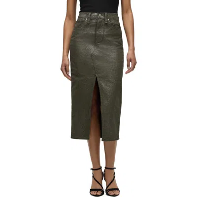 Hudson Jeans Reconstructed Stretch Cotton Denim Midi Skirt In Multi