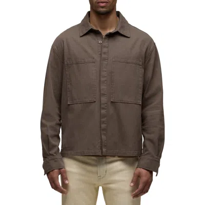 Hudson Jeans Relaxed Long Sleeve Overshirt Jacket In Brown