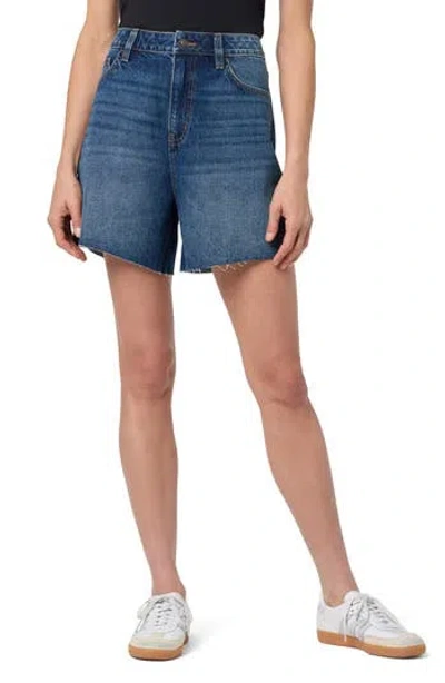 Hudson Jeans Relaxed Raw Hem Denim Shorts In Blue