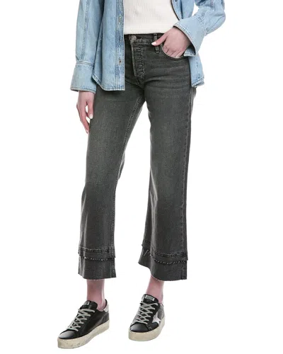 Hudson Jeans Rosie High-rise Asphalt Wide Leg Ankle Raw Hem Jean In Green
