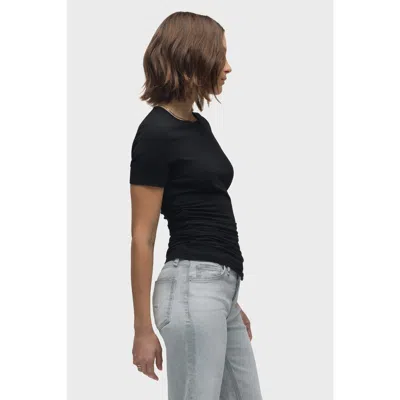 Hudson Jeans Ruched Crew Neck Top In Black