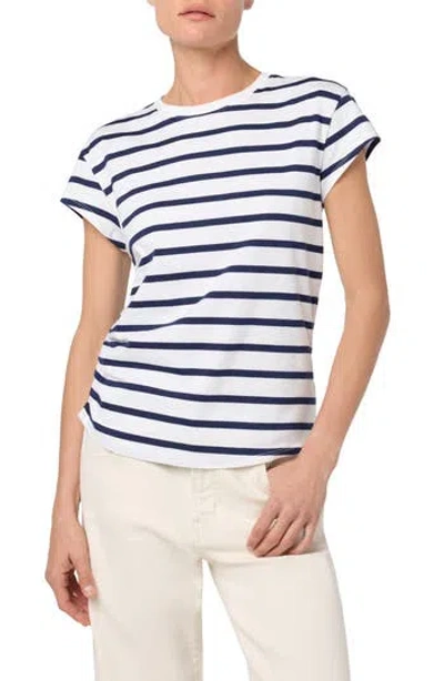 Hudson Jeans Short Sleeve Ruched T-shirt In Blue/ White Stripe