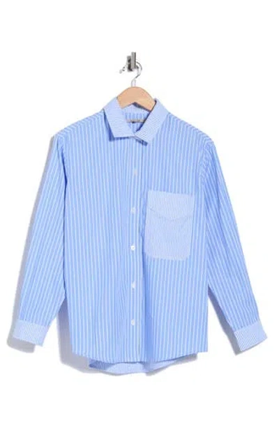 Hudson Jeans Stripe Oversize Button-up Shirt In Blue