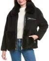 Hudson Jeans Teddy Fleece Coat In Black