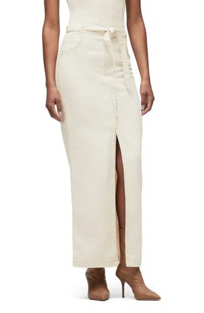 Hudson Jeans Tie Waist Denim Maxi Skirt In White