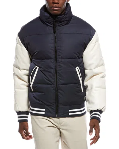 Hudson Jeans Varsity Puffer Jacket In Blue