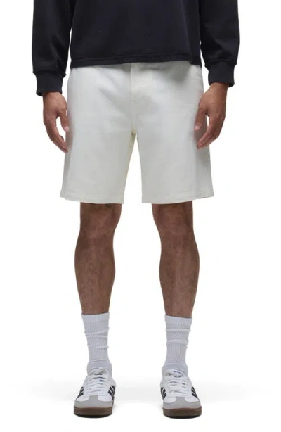 Hudson Jeans Venice Flat Front Off White Cotton Twill Chino Shorts In Birch Wood