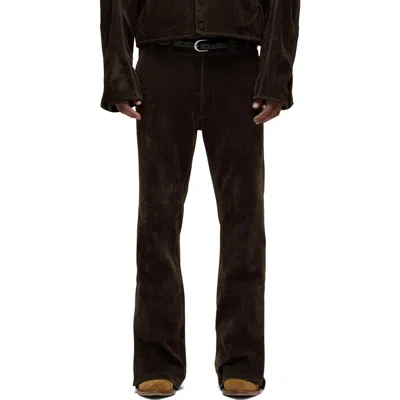 Hudson Jeans Walker Faux Suede Trousers In Brown