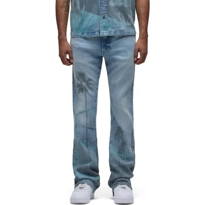 Hudson Jeans Walker Laser Print Kick Flare Jeans In Blue