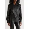 Hudson Jeans Waterproof Faux Leather Aviator Jacket In Black