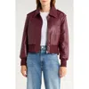 Hudson Jeans Waterproof Faux Leather Aviator Jacket In Red