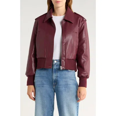 Hudson Jeans Waterproof Faux Leather Aviator Jacket In Red