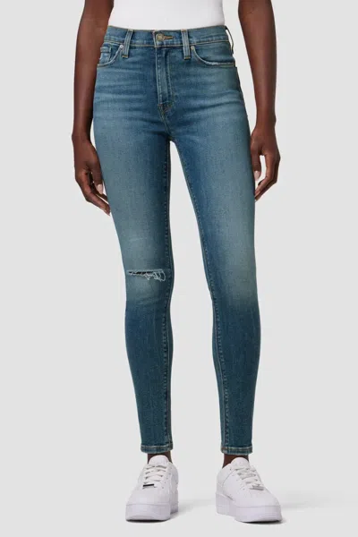 Hudson Jeans Women's 26 Blue Denim Distressed High-rise Skinny Leg Ankle Erk388 (blue,regular,26)