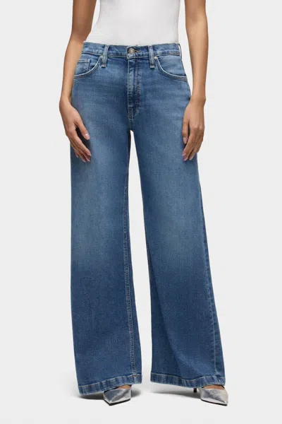 Hudson Jodi Loose Fit Wide Leg Jeans In Lake In Blue