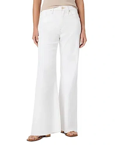 Hudson Jodie Flared Leg Raw Hem Jeans In White In Neutral