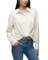 Hudson Long Sleeve Knotted Button Down Shirt In Cream In Creme Stripe