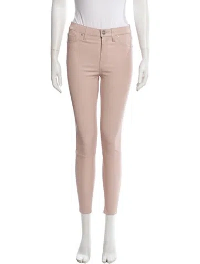 Pre-owned Hudson Lamb Leather Skinny Leg Pants In Pink