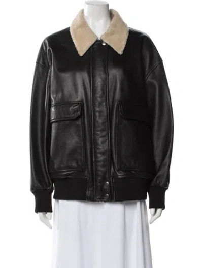 Pre-owned Hudson Lamb Leather Utility Jacket In Black